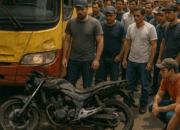 Pengendara Sepeda Motor Tertabrak Bus Di Jalan Pembangunan Kota Sukabumi, Satu Orang Luka – Luka