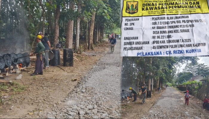 Disperkim dan DPRD Sukabumi Genjot Pembangunan Jalan Lingkungan di Desa Buniwangi