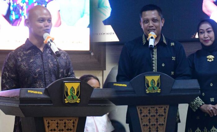 Letkol Inf Agung Ariwibowo (kiri) resmi menjabat sebagai Komandan Kodim 0622 Kabupaten Sukabumi mengantikan Letkol Kav Andhi Ardana Valeriandra