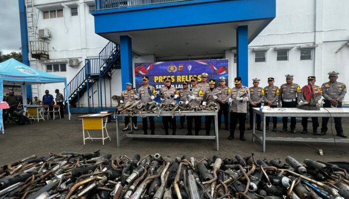 Polres Sukabumi Kota Musnahkan 1.538 Knalpot Brong Hasil Operasi Zebra Lodaya 2025
