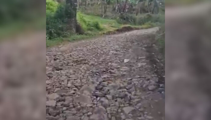 Lebih Mirip Sungai Kering, Jalan di Gegerbitung Sukabumi Ini Rusak Parah