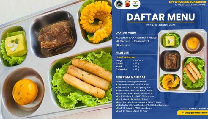  Melalui akun Instagram resmi @sppgpolressukabumi, tim setiap hari membagikan menu makanan lengkap dengan nilai gizinya.