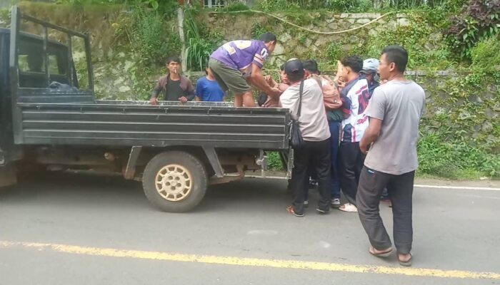 Pemotor Terpental ke Parit di Jalan Kiaradua, Diduga Hilang Kendali Saat Melaju Kencang