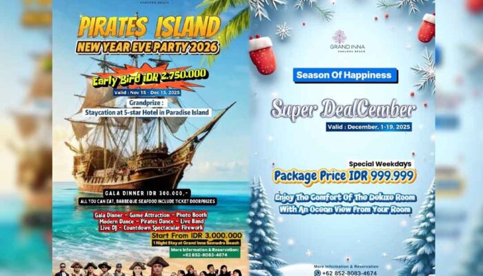 Gala Dinner hingga Firework, Grand Inna Samudra Beach Siapkan Perayaan Tahun Baru yang Berkesan