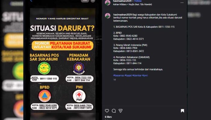 Hasim Adnan Sebar Nomor Darurat Bencana, Ingatkan Warga Sukabumi untuk Siaga