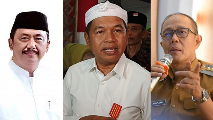 (Dari kiri) Bupati Sukabumi Asep Japar, Gubernur Jabar Dedi Mulyadi, dan Wali Kota Sukabumi Ayep Zaki.