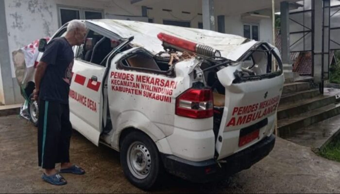 Pohon Jengjeng Roboh Timpa Ambulans Pembawa Pasien di Sukabumi