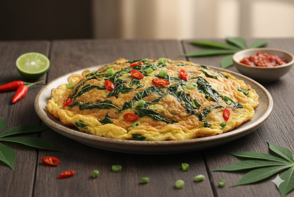 Telur Dadar Daun Singkong, Lauk Sederhana Khas Sukabumi yang Bikin Nasi Cepat Habis