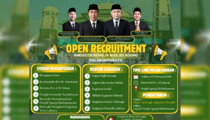 Remaja Masjid Agung Palabuhanratu Buka Pendaftaran 2026, Ajak Pemuda Aktif Syiar Islam