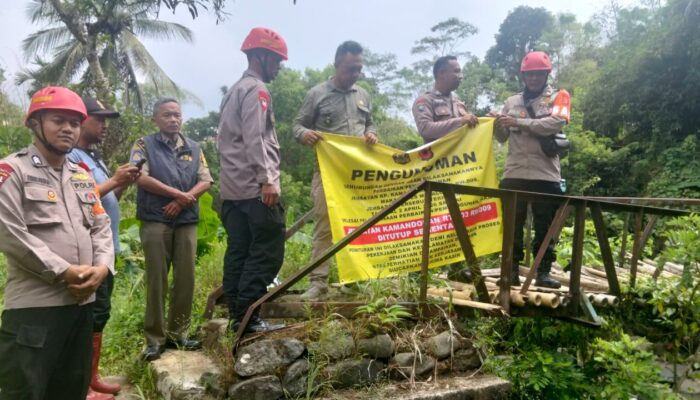 Kolaborasi Polres dan Disperkim Kabupaten Sukabumi, Jembatan Kamandoran Siap Dibangun Lagi