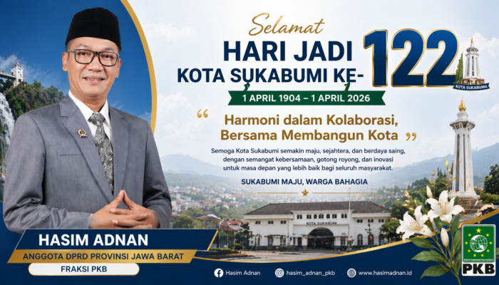 Hasim Adnan Ucapkan Selamat Hari Jadi Kota Sukabumi ke-112: “Harmoni dalam Kolaborasi, Bersama Membangun Kota”