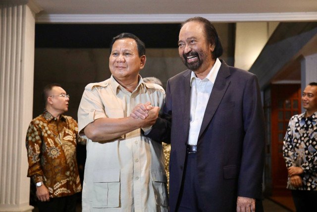 Pertemuan Pimpinan Partai Gerindra dan NasDem, Prabowo Subianto dan Surya Paloh.