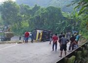 Truk Muatan Bambu Gagal Nanjak di Warungkiara Sukabumi, Sempat Picu Gangguan Lalu Lintas