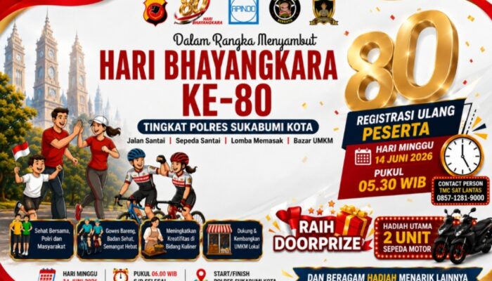 Polres Sukabumi Kota Gelar Pesta Rakyat Dan Jalan Santai Hari Bhayangkara ke-80, Hadiah Utama Dua Motor Menanti
