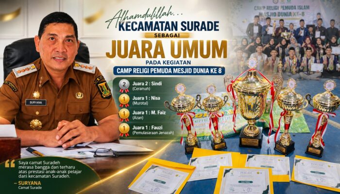 Surade Pertahankan Gelar Juara Umum Camp Religi Pemuda Masjid Dunia ke-8, Camat: Prestasi yang Membanggakan