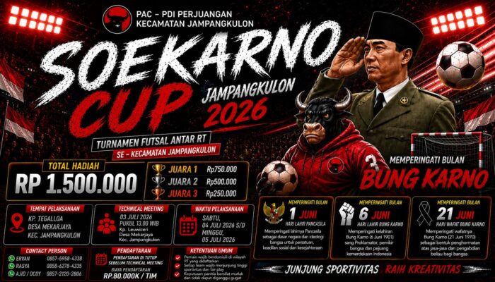 PAC PDI Perjuangan Jampangkulon Gelar Soekarno Cup 2026, Turnamen Futsal Antar RT Sambut Bulan Bung Karno