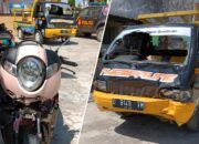 Pick Up Suzuki Carry dan Honda Scoopy Bertabrakan di Jampangkulon, Dua Orang Dilarikan ke Rumah Sakit