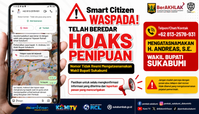 Nomor Catut Nama Wakil Bupati, Diskominfosan Sukabumi Minta Masyarakat Waspada Penipuan