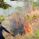 Kebakaran Lahan Dekat Gunung Jayanti Palabuhanratu, Petugas Berjibaku di Medan Terjal