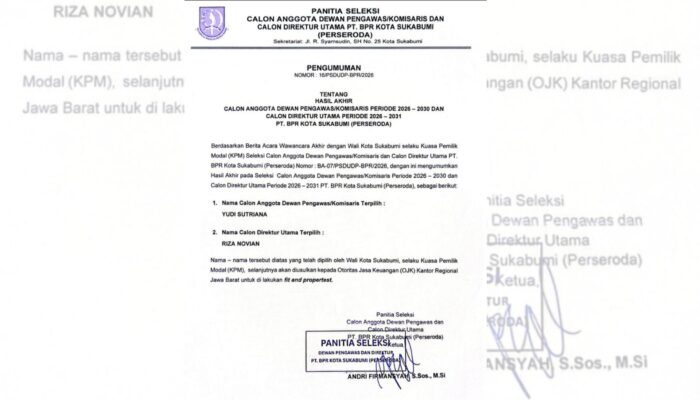 Yudi Sutriana dan Riza Novian Terpilih Isi Jabatan Strategis BPR Kota Sukabumi