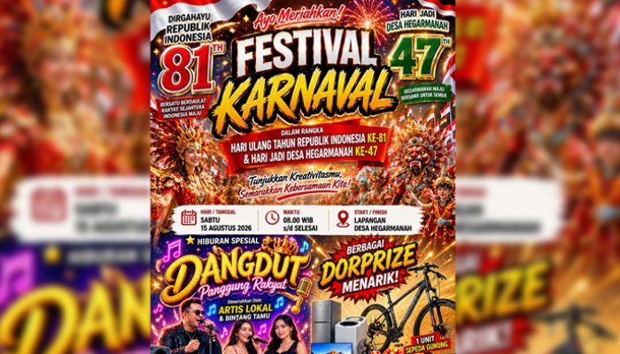 Festival Karnaval HUT RI ke-81 dan Hari Jadi Desa Hegarmanah ke-47 Siap Digelar