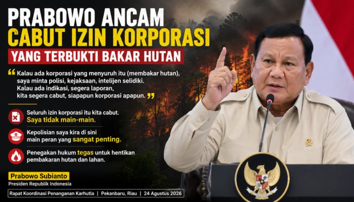 Prabowo Ancam Cabut Izin Korporasi yang Terbukti Bakar Hutan