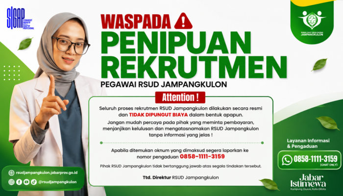 Waspada Penipuan Rekrutmen Pegawai, RSUD Jampangkulon Tegaskan Seleksi Resmi Tanpa Biaya