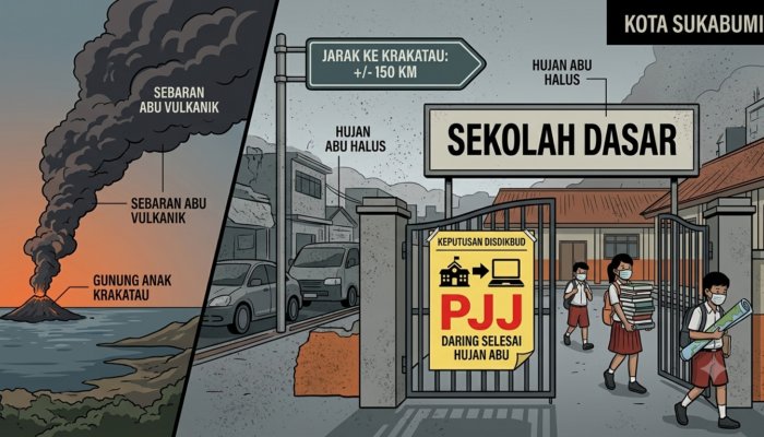 Debu Erupsi Gunung Anak Krakatau Berdampak pada Aktivitas Pembelajaran di Kota Sukabumi