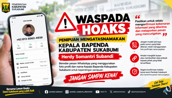 Waspada Hoaks! Nomor WhatsApp Mengatasnamakan Kepala Bapenda Kabupaten Sukabumi Beredar